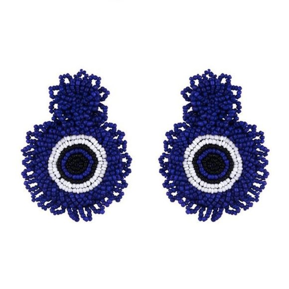 Jewelry - 💙 Blue Beaded Circular Earrings